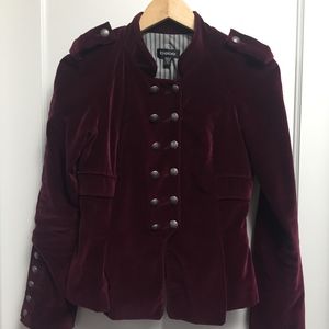 ❌Bebe Military Jacket in Berry Wine Velvet